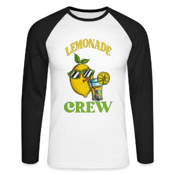 Zitronen Crew Limo Zitronengeschenk Lemon Fan - Unisex Baseballshirt langarm - Weiß/Schwarz - Vorne - Nik (191cm)