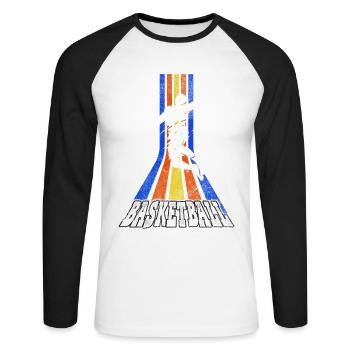 Basketteur Basketteur Dunking Vintage Retro - T-shirt baseball manches longues Homme - blanc/noir - Devant - Nik (191cm)