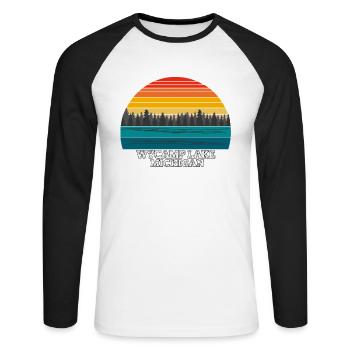 Lac Wycamp Michigan - T-shirt baseball manches longues Homme - blanc/noir - Devant - Nik (191cm)