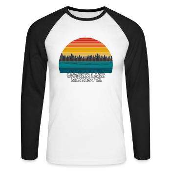 Monker Lake Minnesota - Unisex Long Sleeve Baseball T-Shirt - white/black - Front - Nik (191cm)