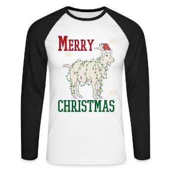 Vacances de Noël Famille - T-shirt baseball manches longues Homme - blanc/noir - Devant - Nik (191cm)