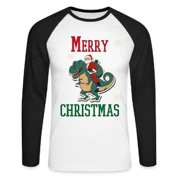 Vacances de Noël Famille - T-shirt baseball manches longues Homme - blanc/noir - Devant - Nik (191cm)