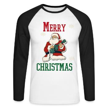 Vacances de Noël Famille - T-shirt baseball manches longues Homme - blanc/noir - Devant - Nik (191cm)