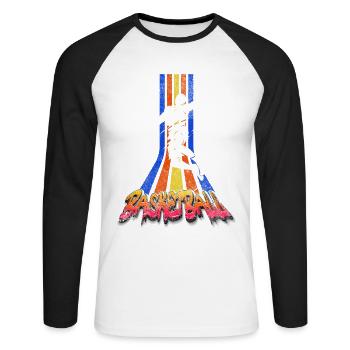 Basketteur Basketteur Dunking Vintage Retro - T-shirt baseball manches longues Homme - blanc/noir - Devant - Nik (191cm)