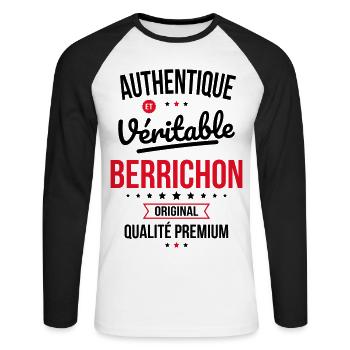 Authentique et véritable Berrichon - Original - T-shirt baseball manches longues Homme - blanc/noir - Devant - Nik (191cm)