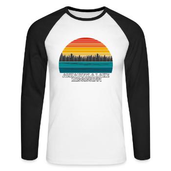 Lac Arkabutla Mississippi - T-shirt baseball manches longues Homme - blanc/noir - Devant - Nik (191cm)