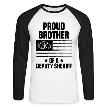 Shérif Police Law Officer Guard - T-shirt baseball manches longues Homme - blanc/noir - Devant - Nik (191cm)