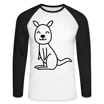 Kangaroo Comic - Unisex Baseballshirt langarm - Weiß/Schwarz - Vorne - Nik (191cm)