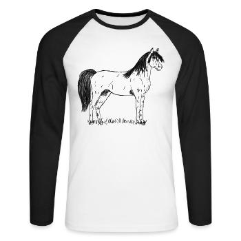Cheval - T-shirt baseball manches longues Homme - blanc/noir - Devant - Nik (191cm)