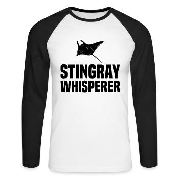 Stachelrochen Mantarochen Ozean - Unisex Baseballshirt langarm - Weiß/Schwarz - Vorne - Nik (191cm)
