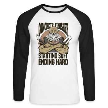 Finisseurs de béton Travailleurs de la construction Constructeurs de béton - T-shirt baseball manches longues Homme - blanc/noir - Devant - Nik (191cm)