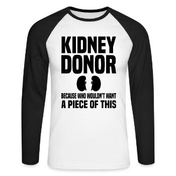 Organ donor kidney - Unisex Long Sleeve Baseball T-Shirt - white/black - Front - Nik (191cm)