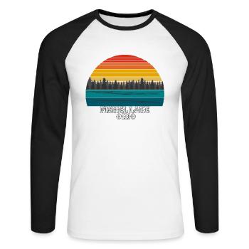 Fishel Lake Ohio - Unisex Long Sleeve Baseball T-Shirt - white/black - Front - Nik (191cm)