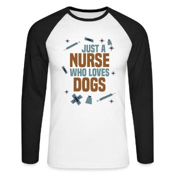 Notfall Krankenschwester Hundeliebhaber Hund - Unisex Baseballshirt langarm - Weiß/Schwarz - Vorne - Nik (191cm)