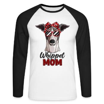 Dog breed Whippet Mom dog owner dog pet - Unisex Long Sleeve Baseball T-Shirt - white/black - Front - Nik (191cm)