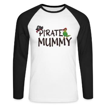 Pirate Mommy Women Girl Pirate Costume Movie Night - Unisex Long Sleeve Baseball T-Shirt - white/black - Front - Nik (191cm)