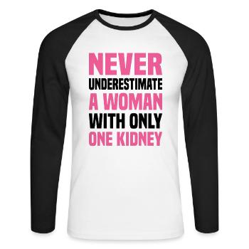 Nierentransplantation Cancer Disease Awareness - Unisex Baseballshirt langarm - Weiß/Schwarz - Vorne - Nik (191cm)