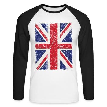 Union Jack - T-shirt baseball manches longues Homme - blanc/noir - Devant - Nik (191cm)