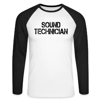 Ingénieur du son Ingénieur du son Musique - T-shirt baseball manches longues Homme - blanc/noir - Devant - Nik (191cm)