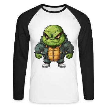 Grim Turtle Design - Cool & Unique - T-shirt baseball manches longues Homme - blanc/noir - Devant - Nik (191cm)