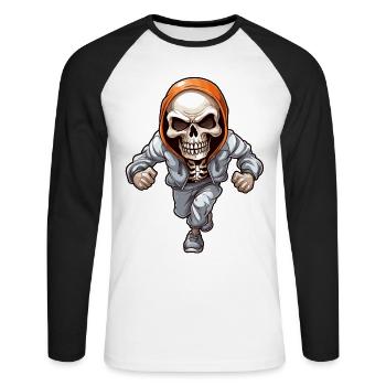 Crâne dans la conception de combinaison de jogging - T-shirt baseball manches longues Homme - blanc/noir - Devant - Nik (191cm)