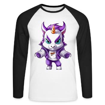 Grim Unicorn Design - Mystical Magic - T-shirt baseball manches longues Homme - blanc/noir - Devant - Nik (191cm)