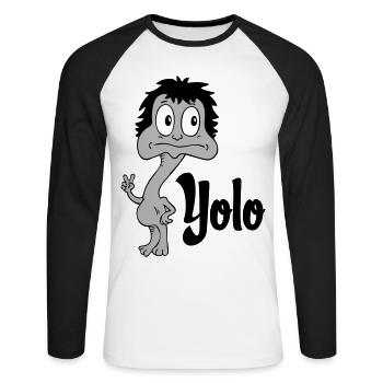 Sprüche Lustige Comic Yolo - Unisex Baseballshirt langarm - Weiß/Schwarz - Vorne - Nik (191cm)