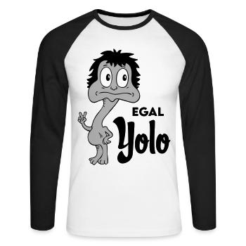 Sprüche Lustige Comic Egal Yolo - Unisex Baseballshirt langarm - Weiß/Schwarz - Vorne - Nik (191cm)