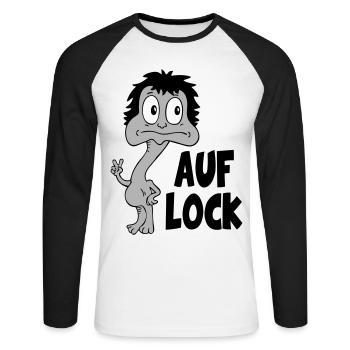 Sprüche Lustige Comic Auf Lock - Unisex Baseballshirt langarm - Weiß/Schwarz - Vorne - Nik (191cm)