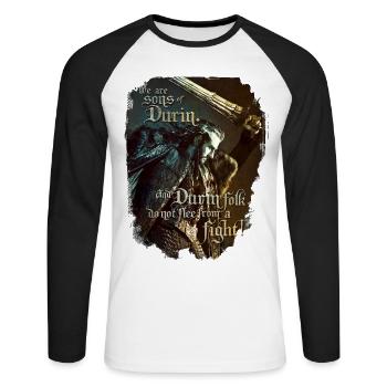 Le Hobbit Thorin Nous Sommes Les Fils De Durin - T-shirt baseball manches longues Homme - blanc/noir - Devant - Nik (191cm)