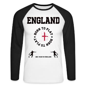 England - Unisex Baseballshirt langarm - Weiß/Schwarz - Vorne - Nik (191cm)
