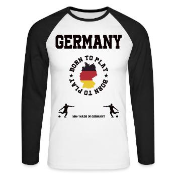 Deutschland - Unisex Baseballshirt langarm - Weiß/Schwarz - Vorne - Nik (191cm)