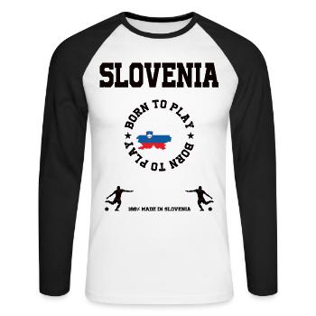 Slowenien - Unisex Baseballshirt langarm - Weiß/Schwarz - Vorne - Nik (191cm)
