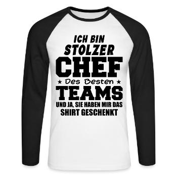 Stolzer Chef Des Besten Teams Shirt Geschenkt Fun - Unisex Baseballshirt langarm - Weiß/Schwarz - Vorne - Nik (191cm)