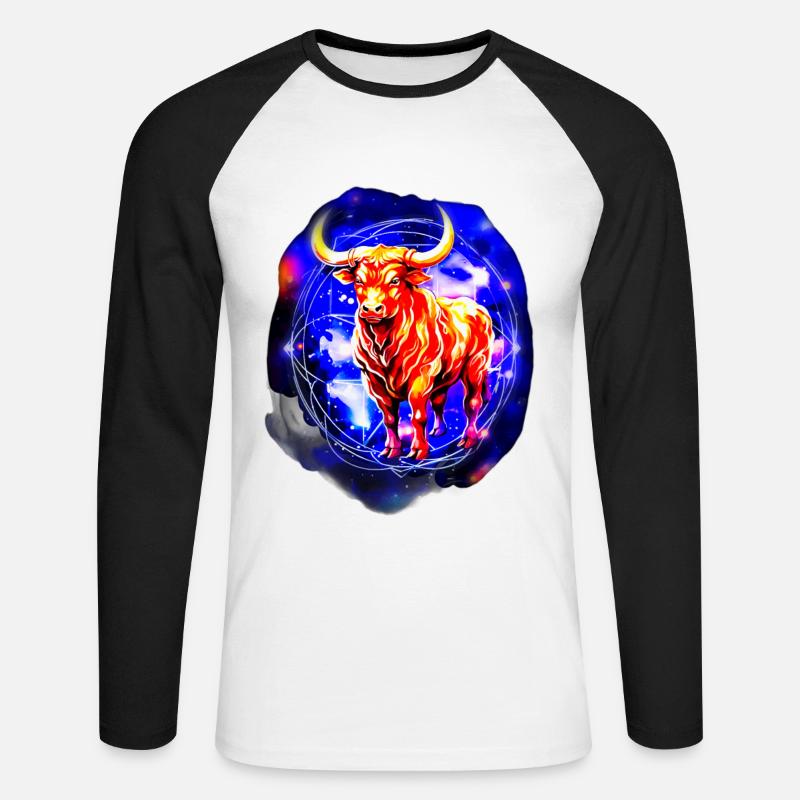 Sternzeichen Stier - Unisex Baseballshirt langarm - Weiß/Schwarz