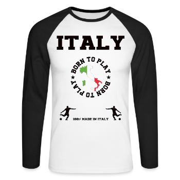 Italy - Unisex Baseballshirt langarm - Weiß/Schwarz - Vorne - Nik (191cm)