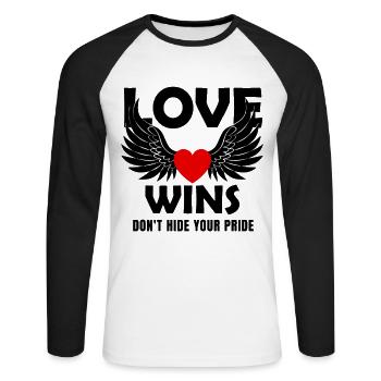 Love wins Don t Hide Your Pride - Unisex Baseballshirt langarm - Weiß/Schwarz - Vorne - Nik (191cm)