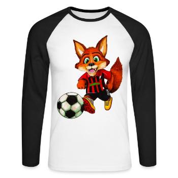  Fuchs - Unisex Baseballshirt langarm - Weiß/Schwarz - Vorne - Nik (191cm)