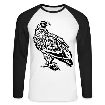 faucon pèlerin oiseau prédateur - T-shirt baseball manches longues Homme - blanc/noir - Devant - Nik (191cm)