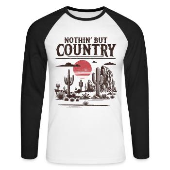 Rien que la campagne - T-shirt baseball manches longues Homme - blanc/noir - Devant - Nik (191cm)