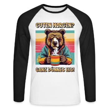 Good morning very thin bear coffee funny - Unisex Long Sleeve Baseball T-Shirt - white/black - Front - Nik (191cm)