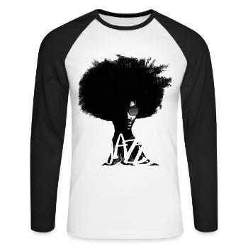 Jazz - Unisex Baseballshirt langarm - Weiß/Schwarz - Vorne - Nik (191cm)