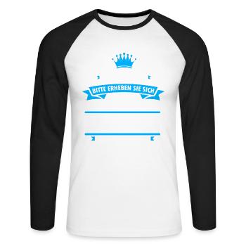 Eure Hoheit - Thomas - Unisex Baseballshirt langarm - Weiß/Schwarz - Vorne - Nik (191cm)