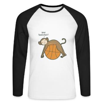 Basket singe singe singe - T-shirt baseball manches longues Homme - blanc/noir - Devant - Nik (191cm)
