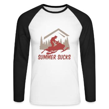 Summer sucks Schneemobil geschenkidee - Unisex Baseballshirt langarm - Weiß/Schwarz - Vorne - Nik (191cm)