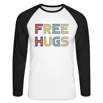 Free Hugs / Free Hug - T-shirt baseball manches longues Homme - blanc/noir - Devant - Nik (191cm)