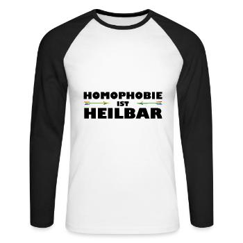 Gegen Homophobie LGBT Gay Pride Demonstration - Unisex Baseballshirt langarm - Weiß/Schwarz - Vorne - Nik (191cm)