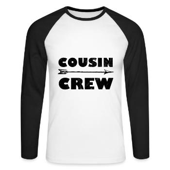Cousin Crew Pfeil Familienfeier Wiedersehen - Unisex Baseballshirt langarm - Weiß/Schwarz - Vorne - Nik (191cm)