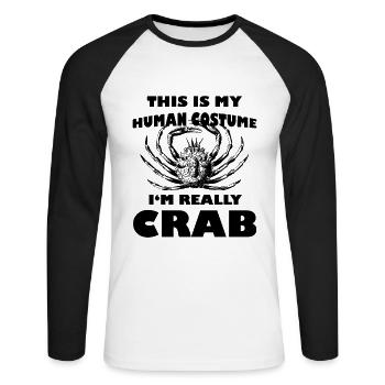 Krabbe - Unisex Baseballshirt langarm - Weiß/Schwarz - Vorne - Nik (191cm)