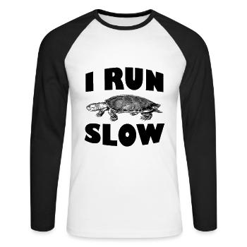 Turtle | I'm running funny saying funny - Unisex Long Sleeve Baseball T-Shirt - white/black - Front - Nik (191cm)